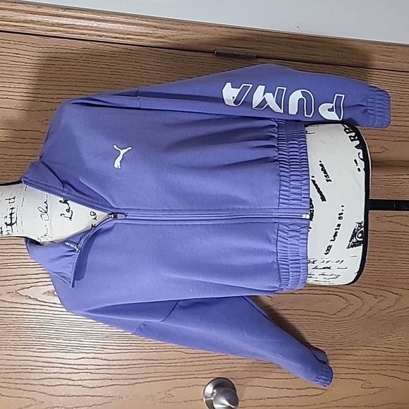 Puma full zip periwinkle logo elastic waist oversized sweatshirt - Picture 1 of 2